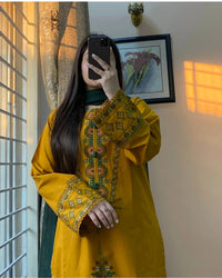 ZANI MUSTARD 3 PC STITCHED