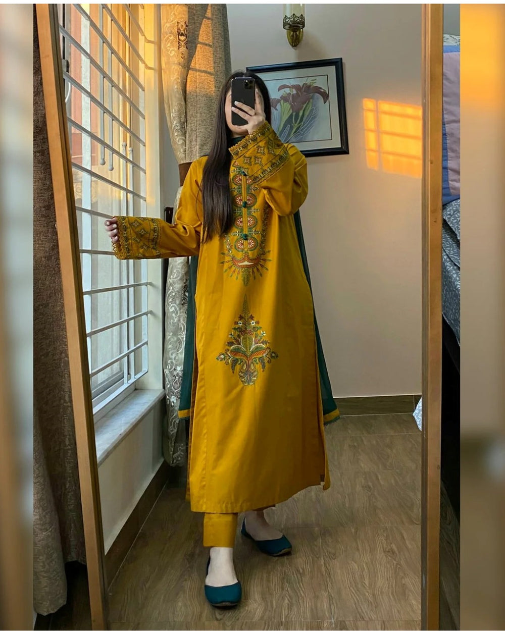 ZANI MUSTARD 3 PC STITCHED
