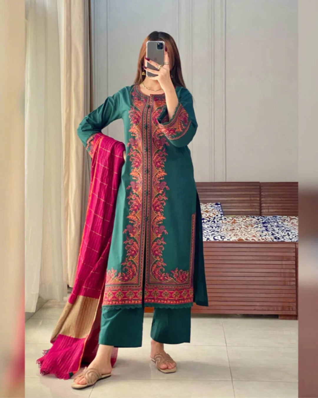 ROYAL GREEN 3 PC STITCHED