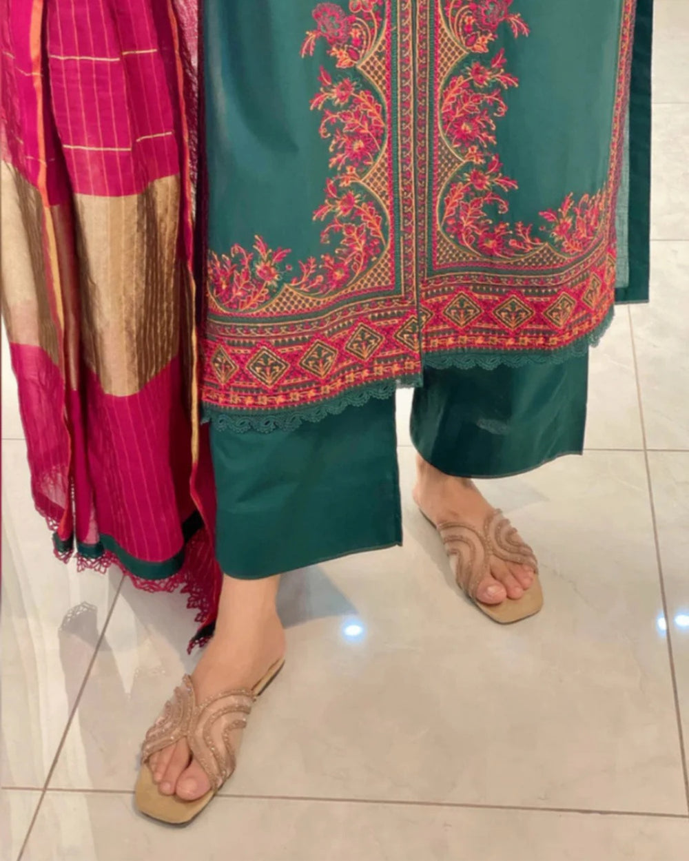 ROYAL GREEN 3 PC STITCHED