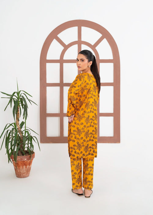 Petal Embroidered 2pcs - Mustard