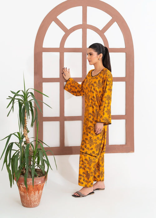 Petal Embroidered 2pcs - Mustard