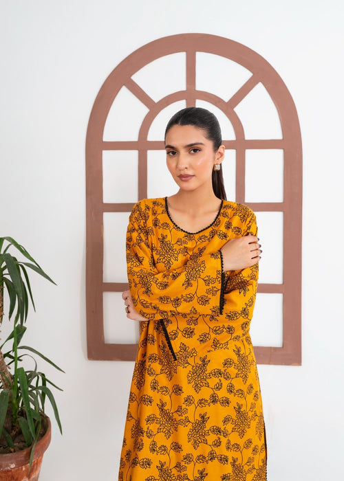 Petal Embroidered 2pcs - Mustard