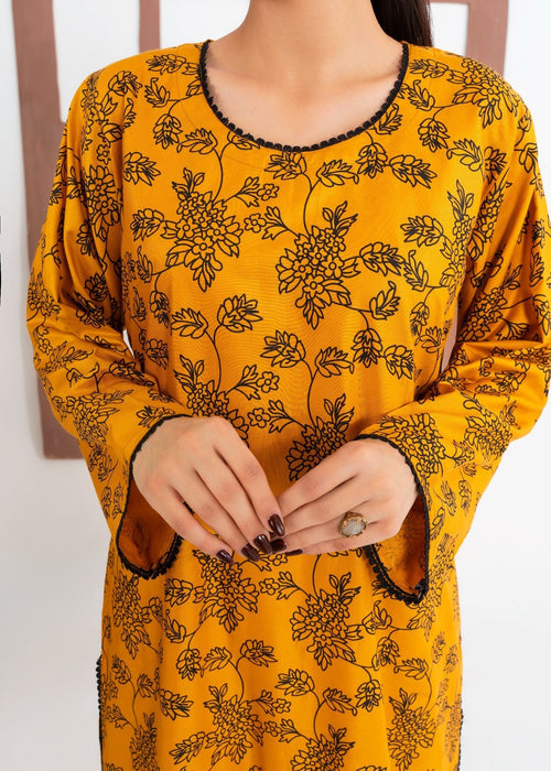 Petal Embroidered 2pcs - Mustard