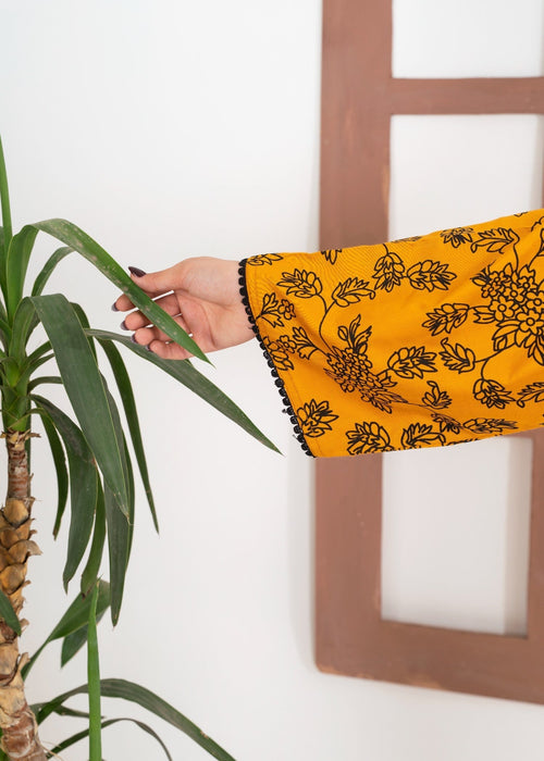 Petal Embroidered 2pcs - Mustard